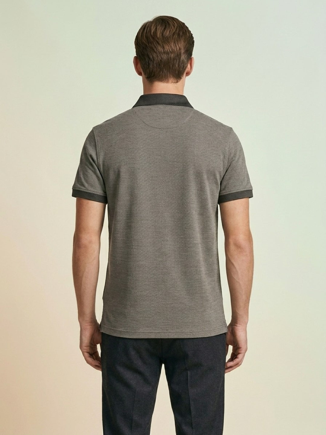 Iconic Men Green Textured Regular Fit Polo T-Shirt