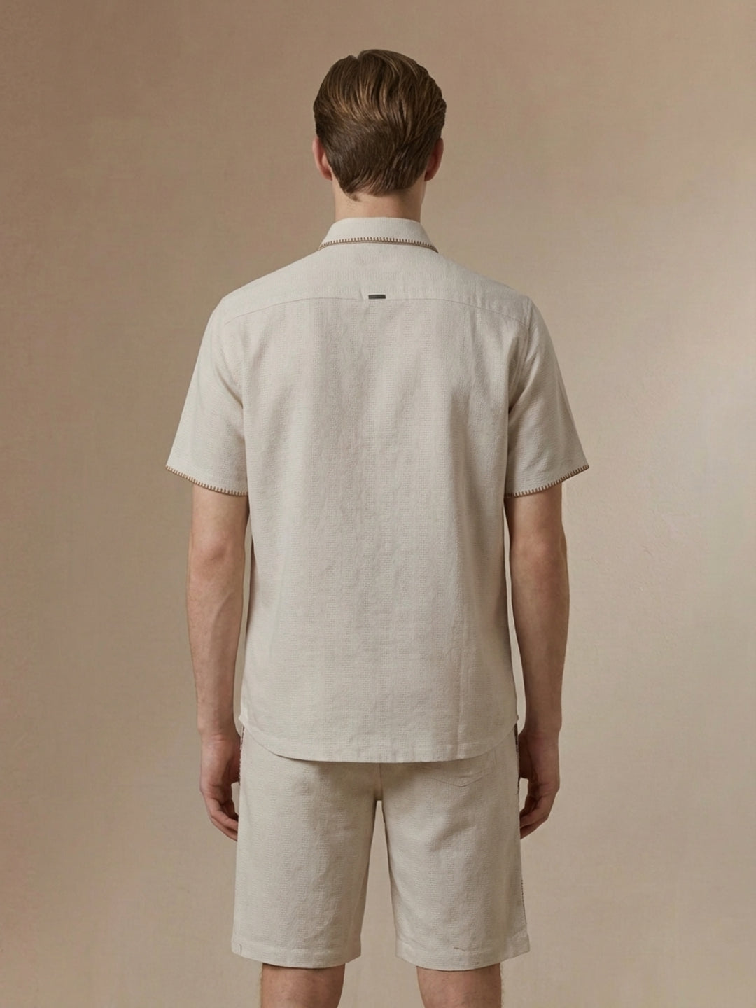 Iconic Men Cotton Cream Embroidered Shirt