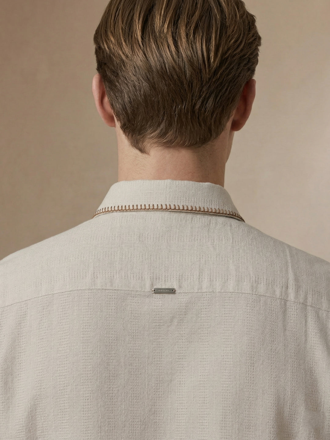 Iconic Men Cotton Cream Embroidered Shirt