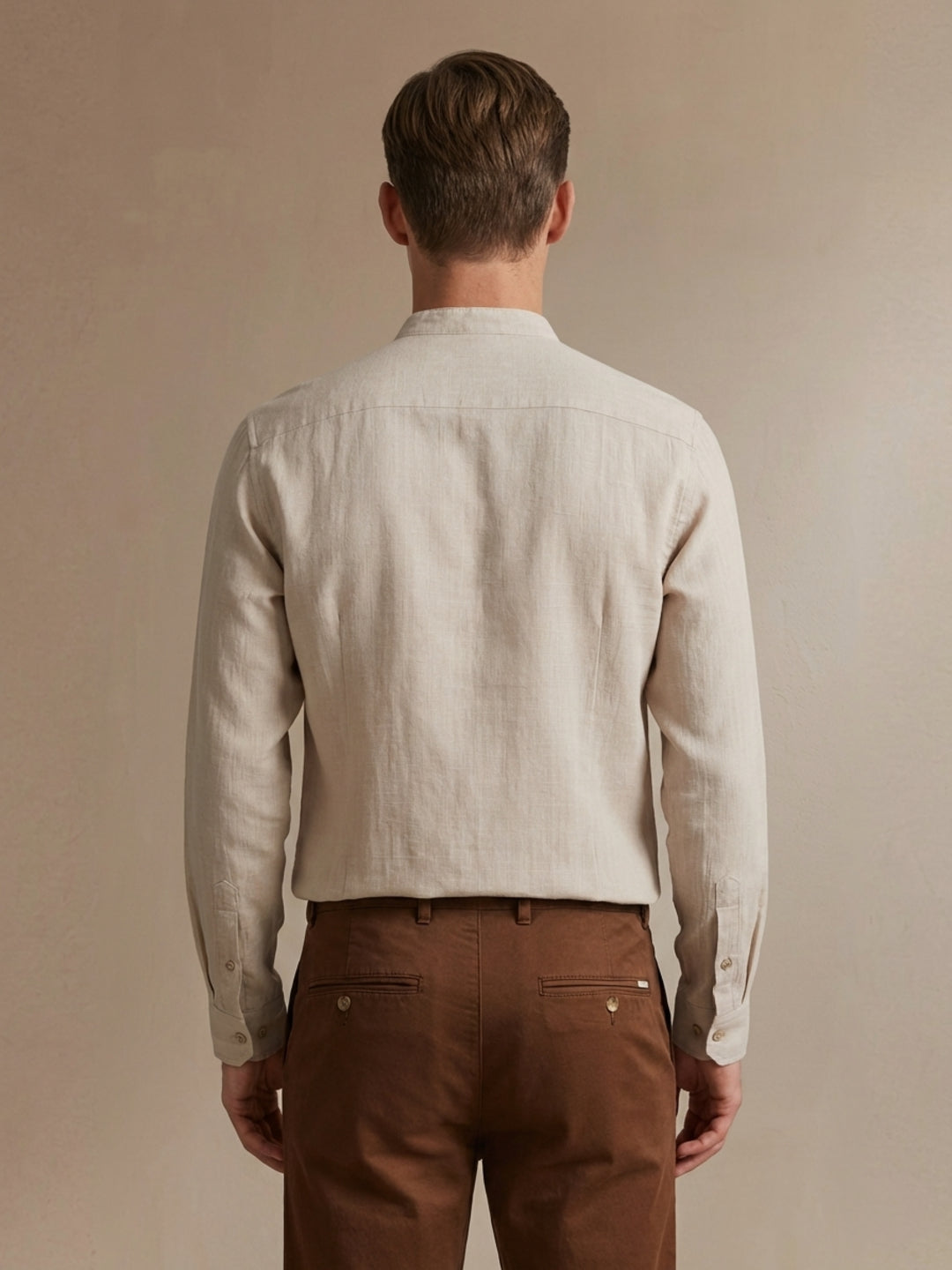 Iconic Men Cotton Beige Embroidered Shirt