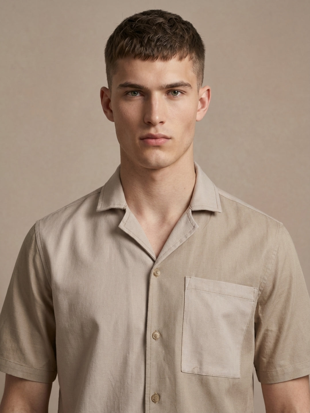 Iconic Men Cream Colorblocked Shirt