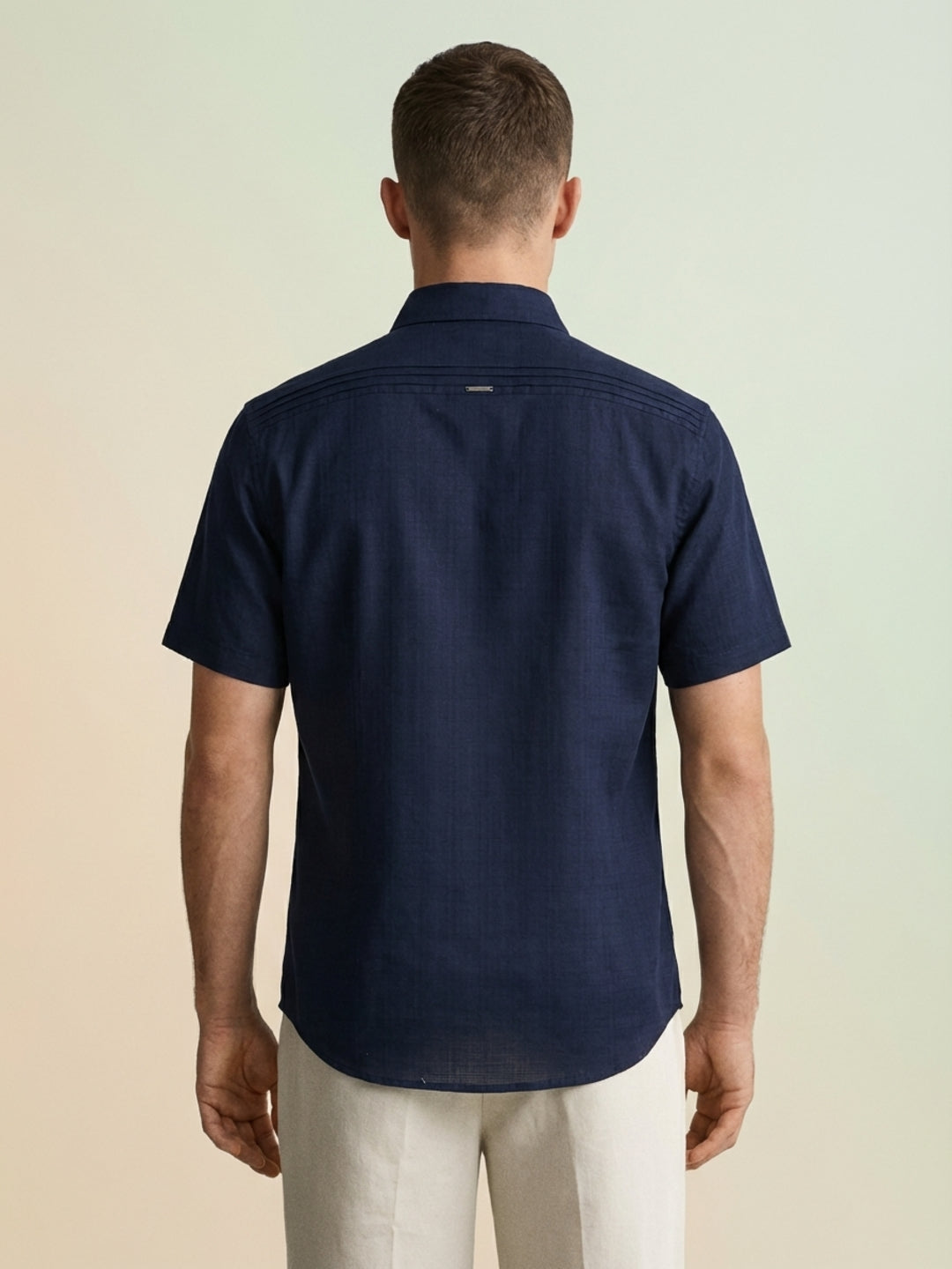 Iconic Men Navy Blue Solid Shirt