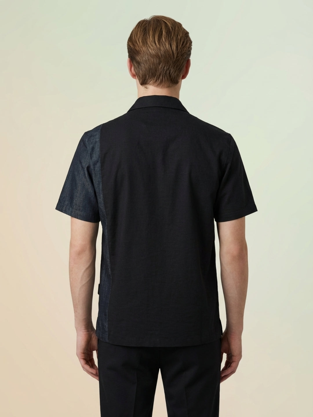 Iconic Men Black Colorblocked Shirt