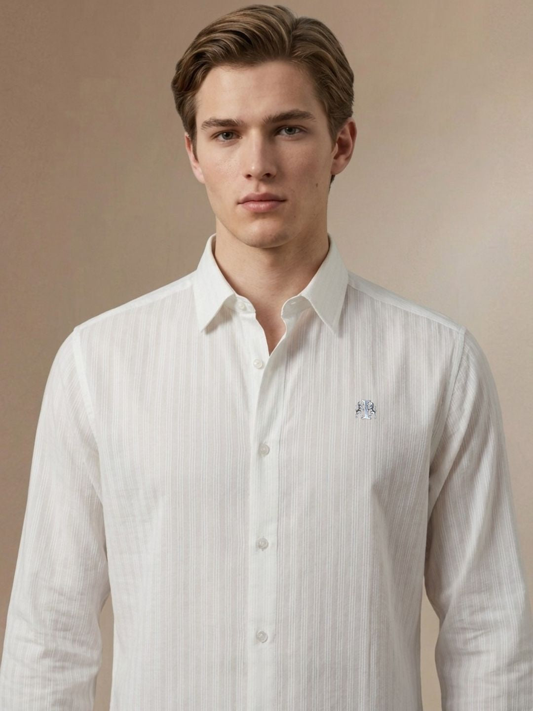 Iconic Men White Textured Regular Fit Shirt