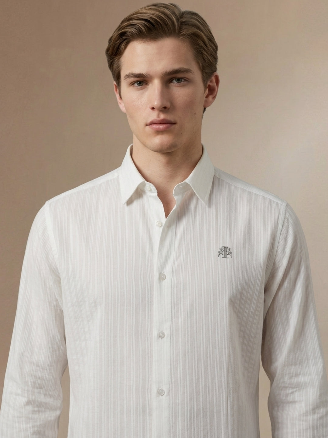 Iconic Men White Textured Shirt