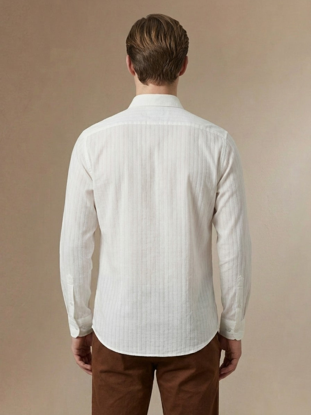 Iconic Men White Textured Regular Fit Shirt
