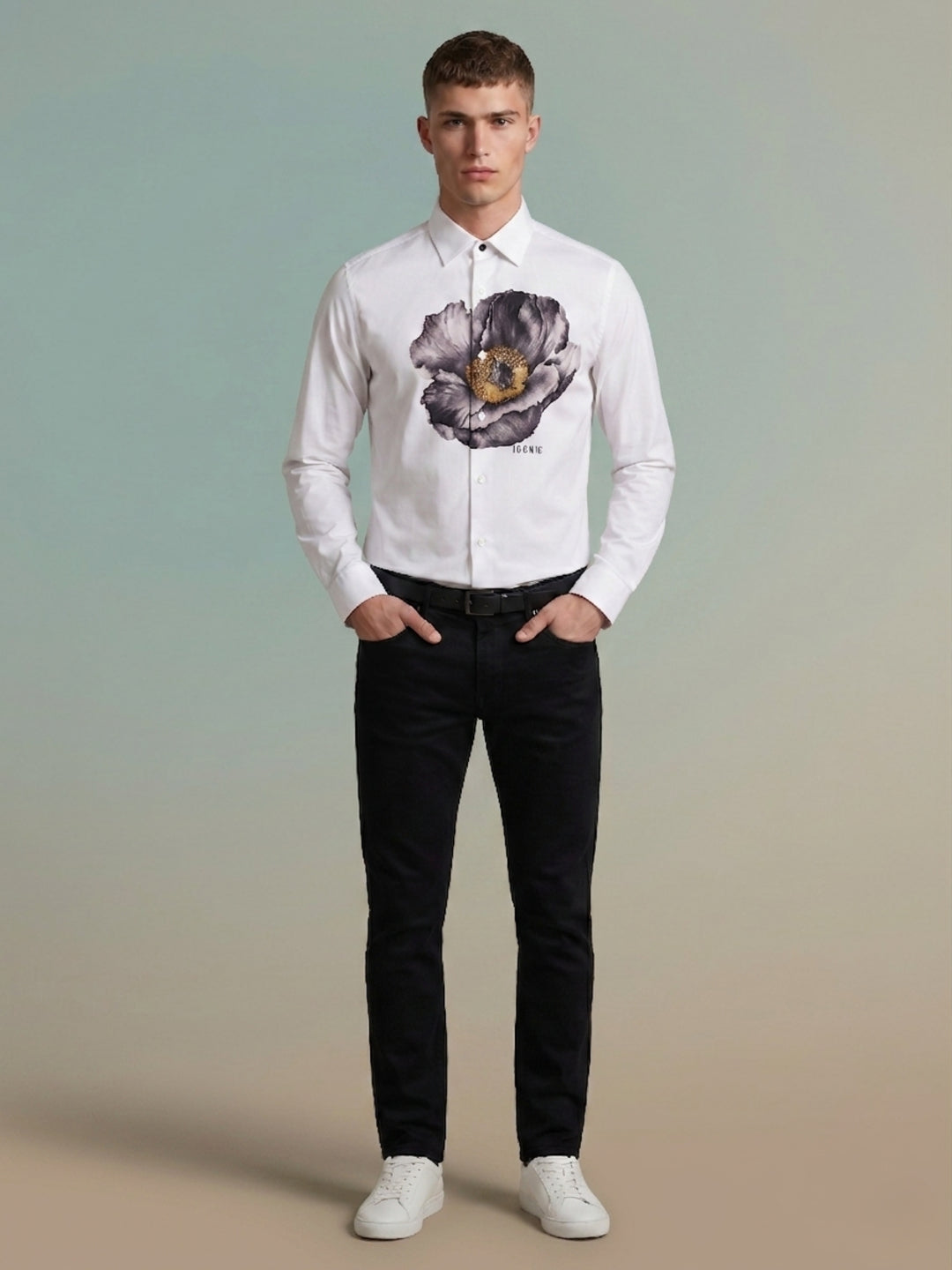 Iconic Men White Printed Regular Fit Pure Cotton Shirt