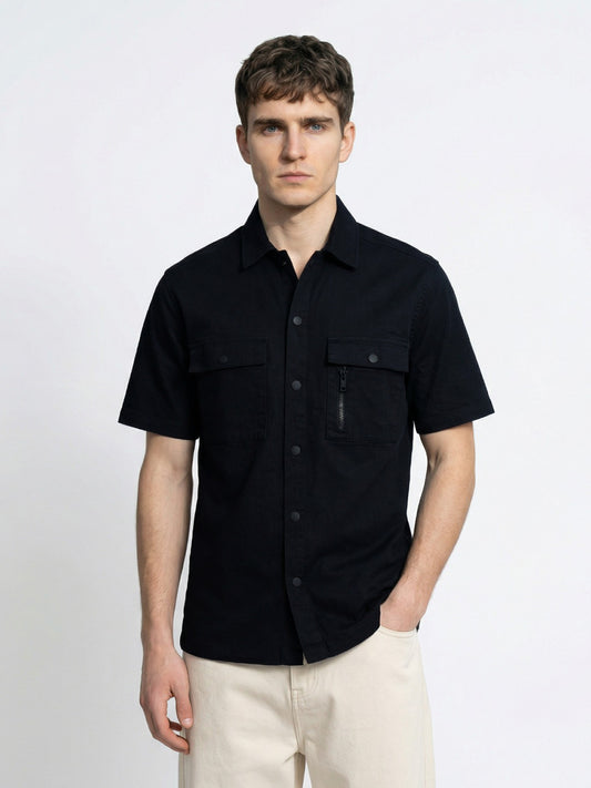 Iconic Men Black Solid Shirt