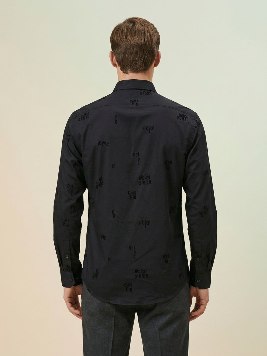 Iconic Black Cotton Printed Men Shirt