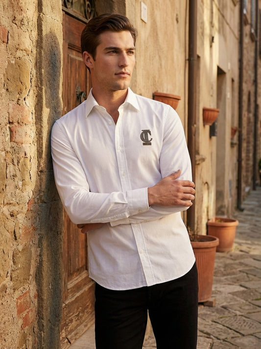 Iconic Men White Solid Oxford Shirt