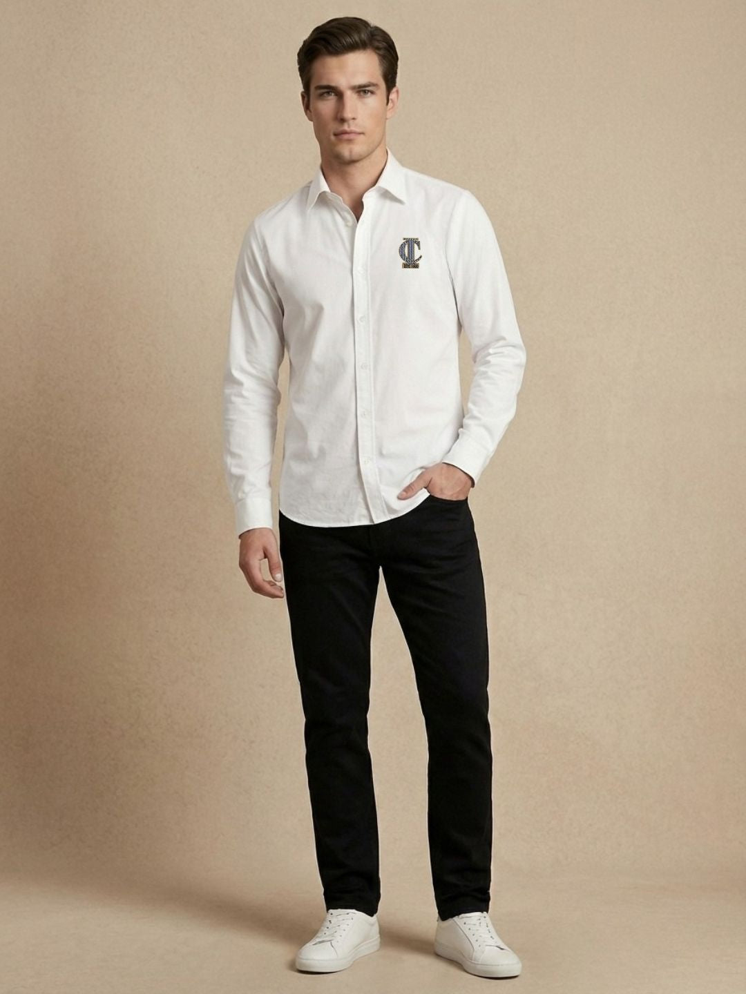 Iconic Men White Solid Regular Fit Shirt