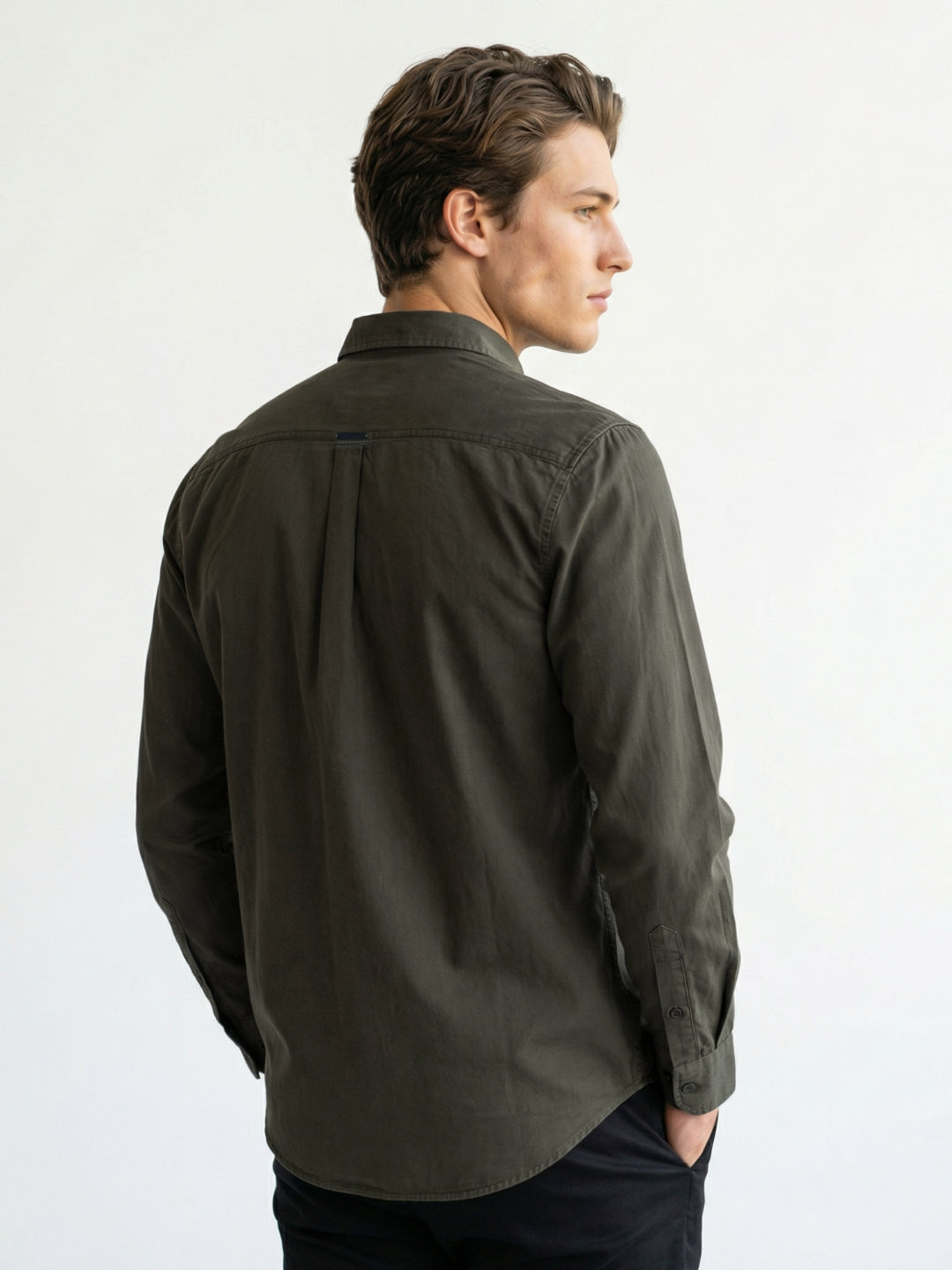 Iconic Men Cotton Green Solid Shirt