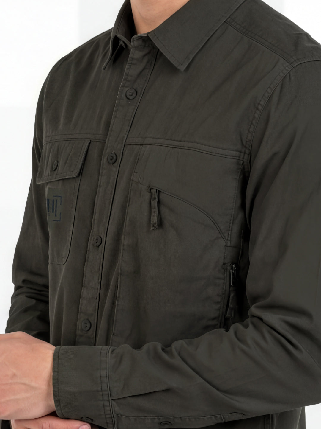 Iconic Men Cotton Green Solid Shirt