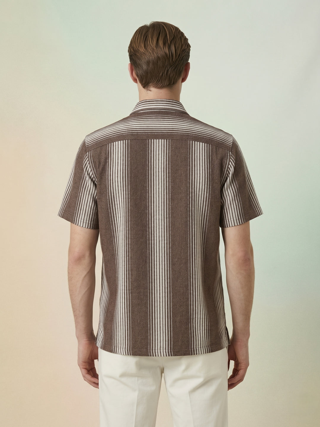 Iconic Brown Terry Striped Men Shirt