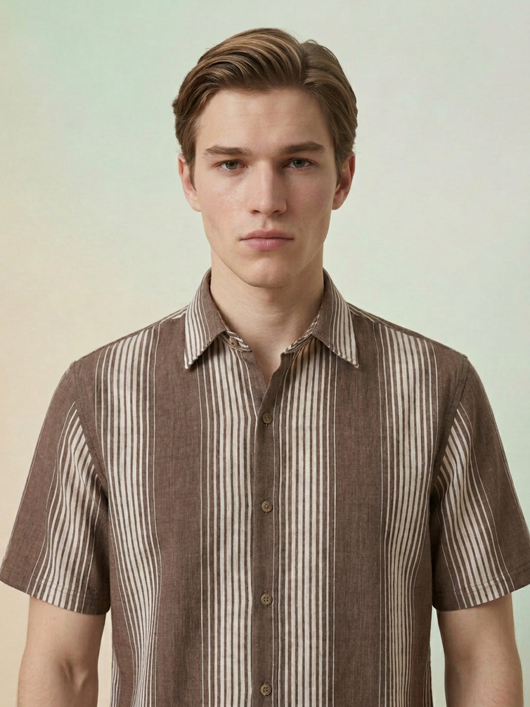 Iconic Brown Terry Striped Men Shirt