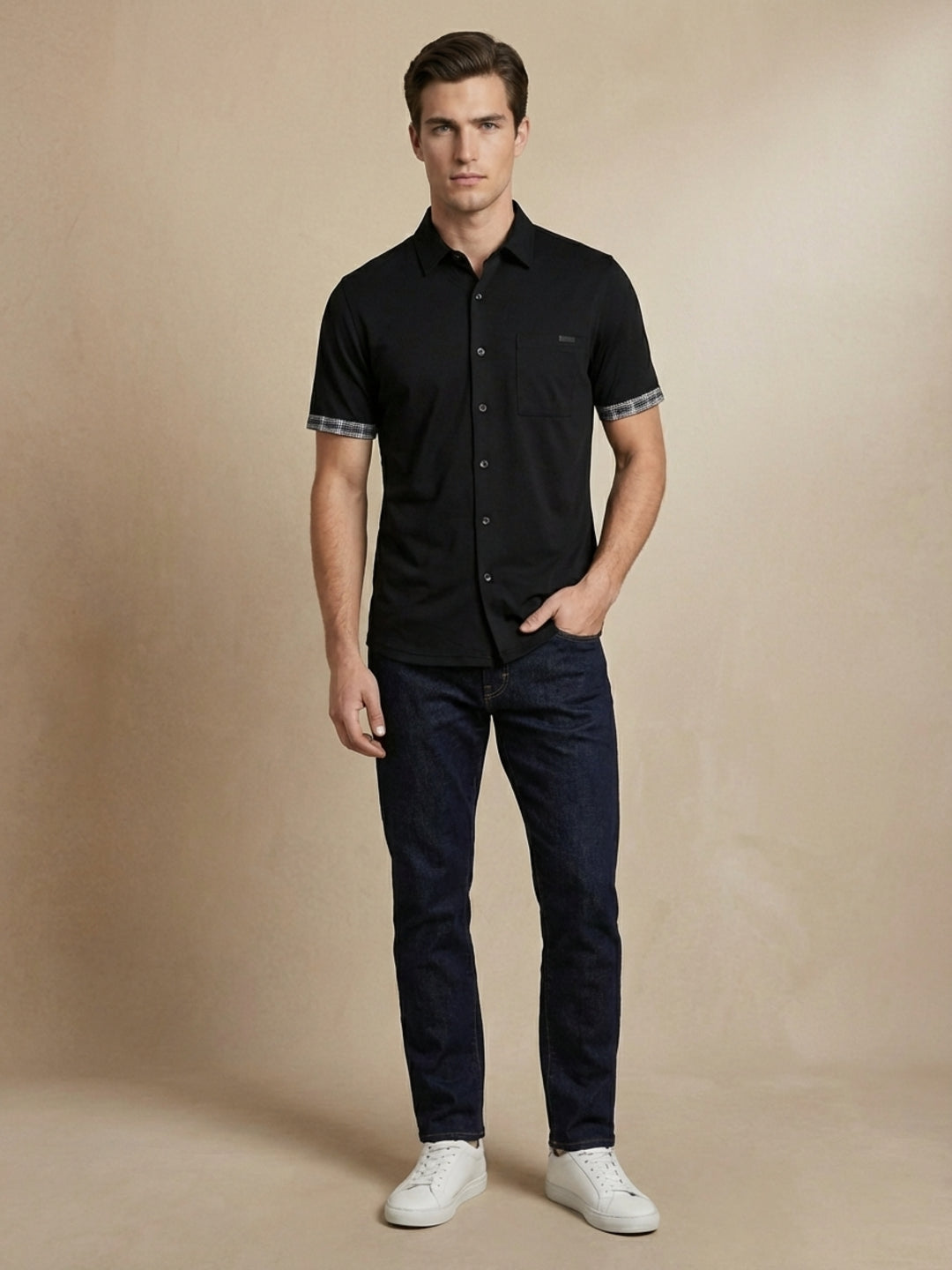 Iconic Men Black Solid Regular Fit Pure Cotton Shirt