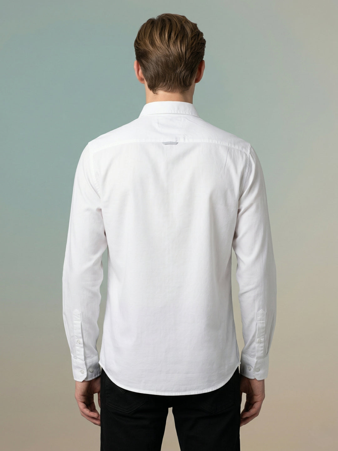 Iconic Men White Cotton Asymmetric Colourblocked Shirt