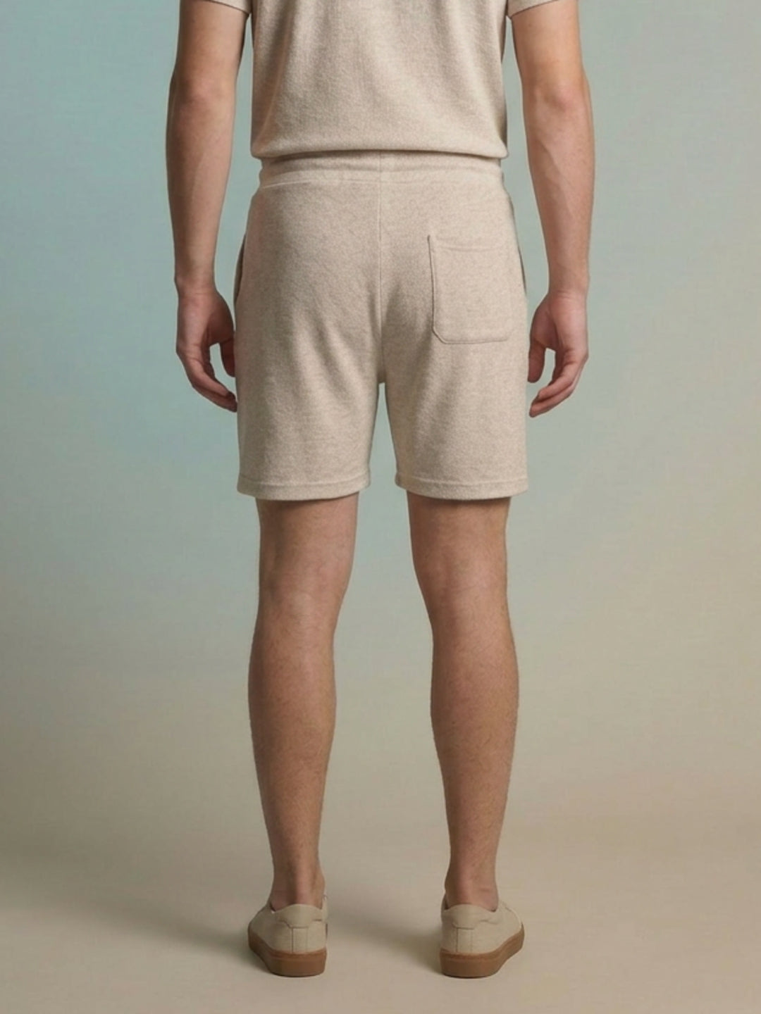 Iconic Men Beige Woven Design Mid Rise Shorts
