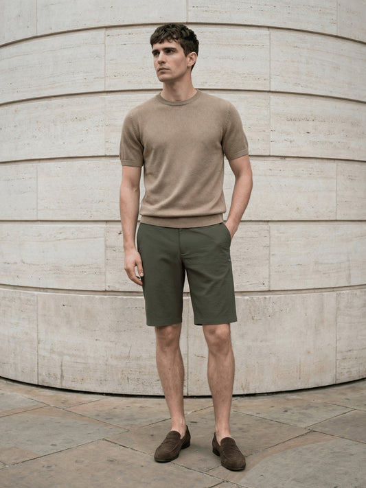 Iconic Men Green Solid Mid Rise Shorts