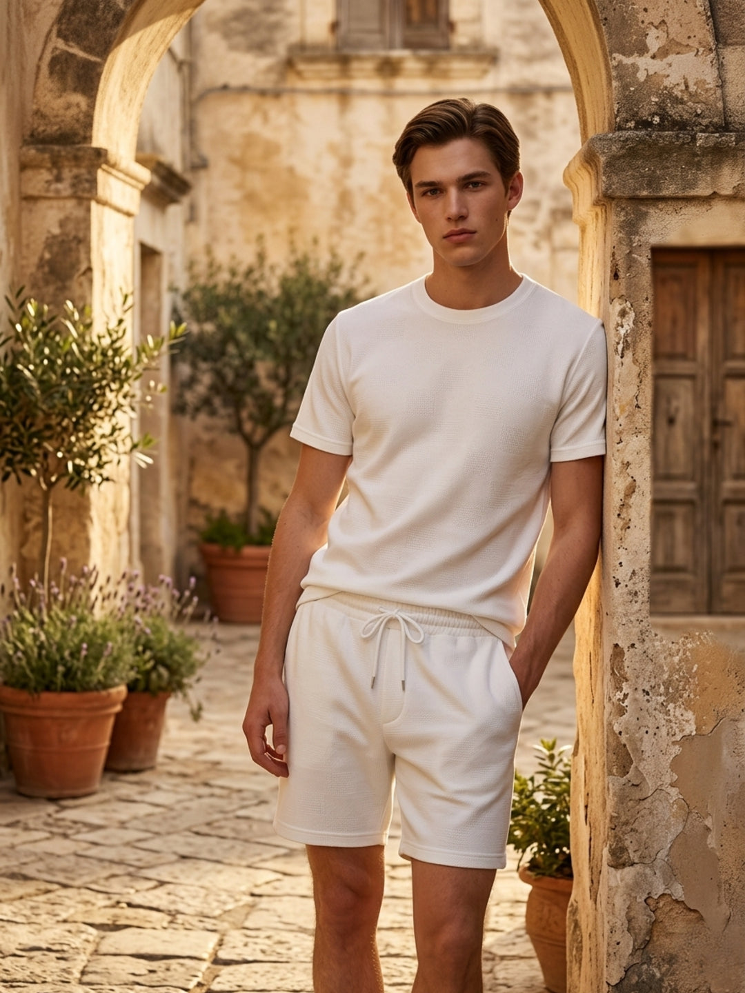 Iconic Men White Solid Regular Fit Shorts