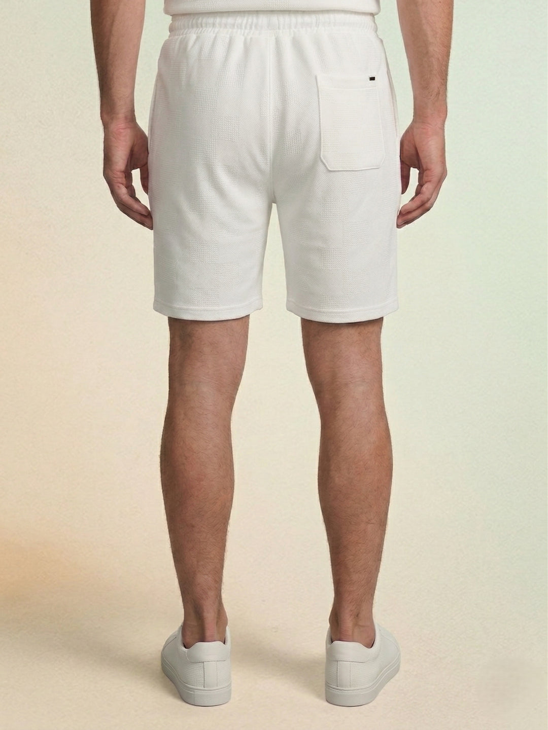 Iconic Men White Solid Regular Fit Shorts