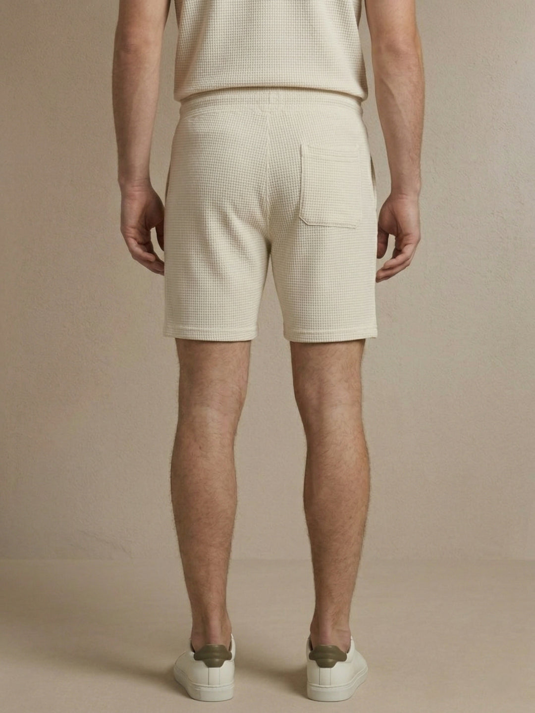 Iconic Men Cream Woven Design Mid Rise Shorts