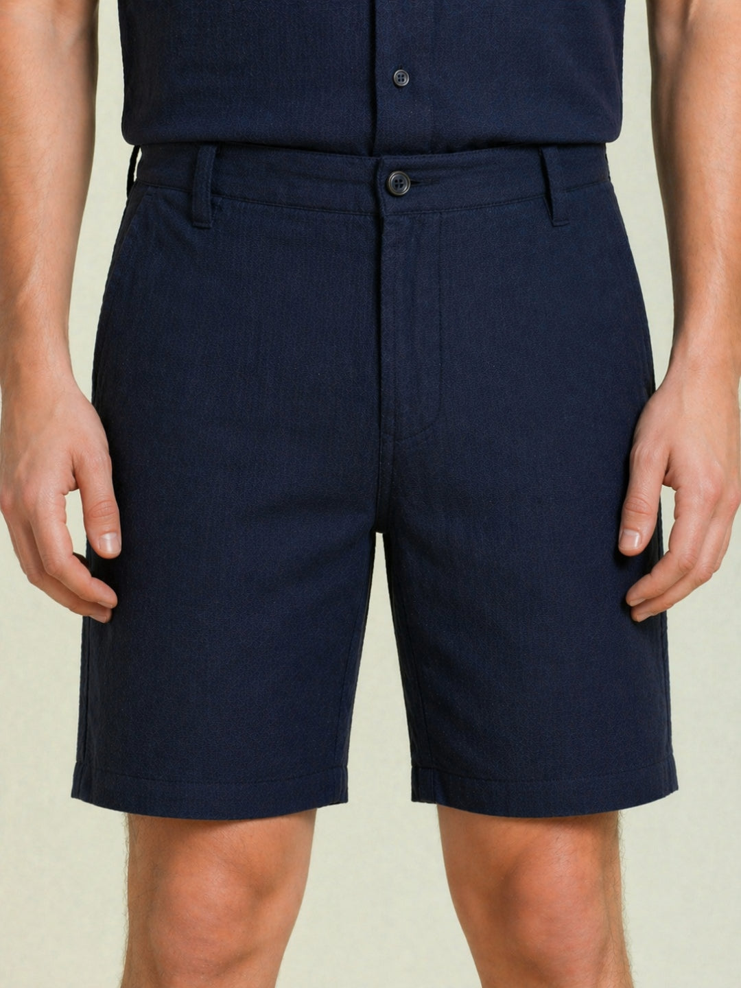 Iconic Blue Cotton Textured Men Shorts