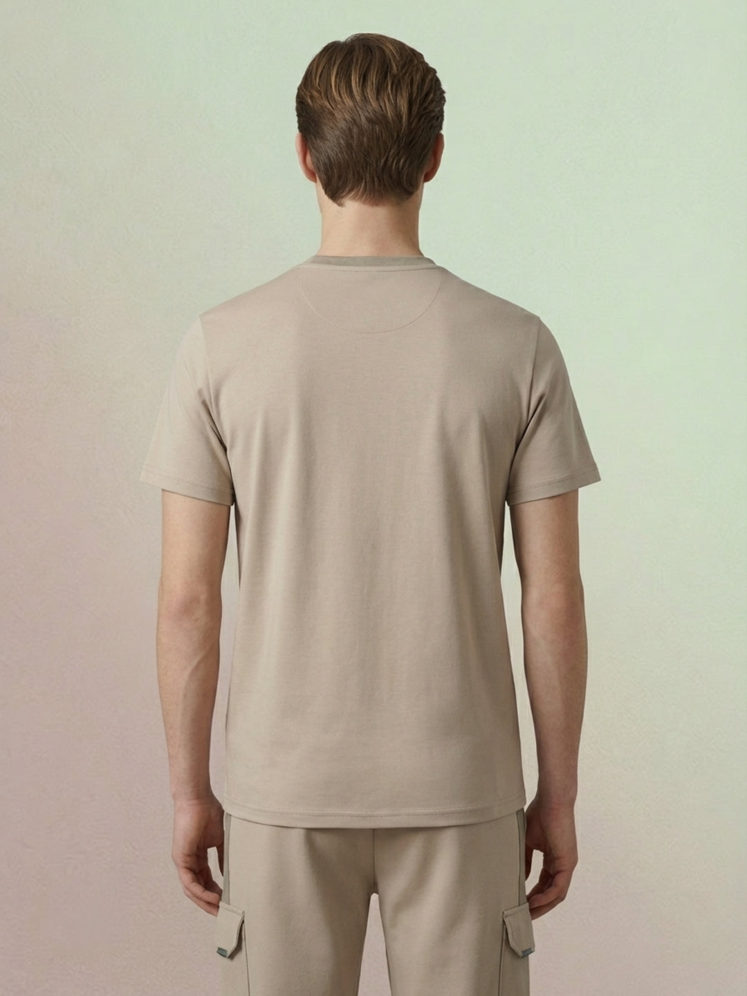 Iconic Men Beige Colorblock Regular Fit T-Shirt