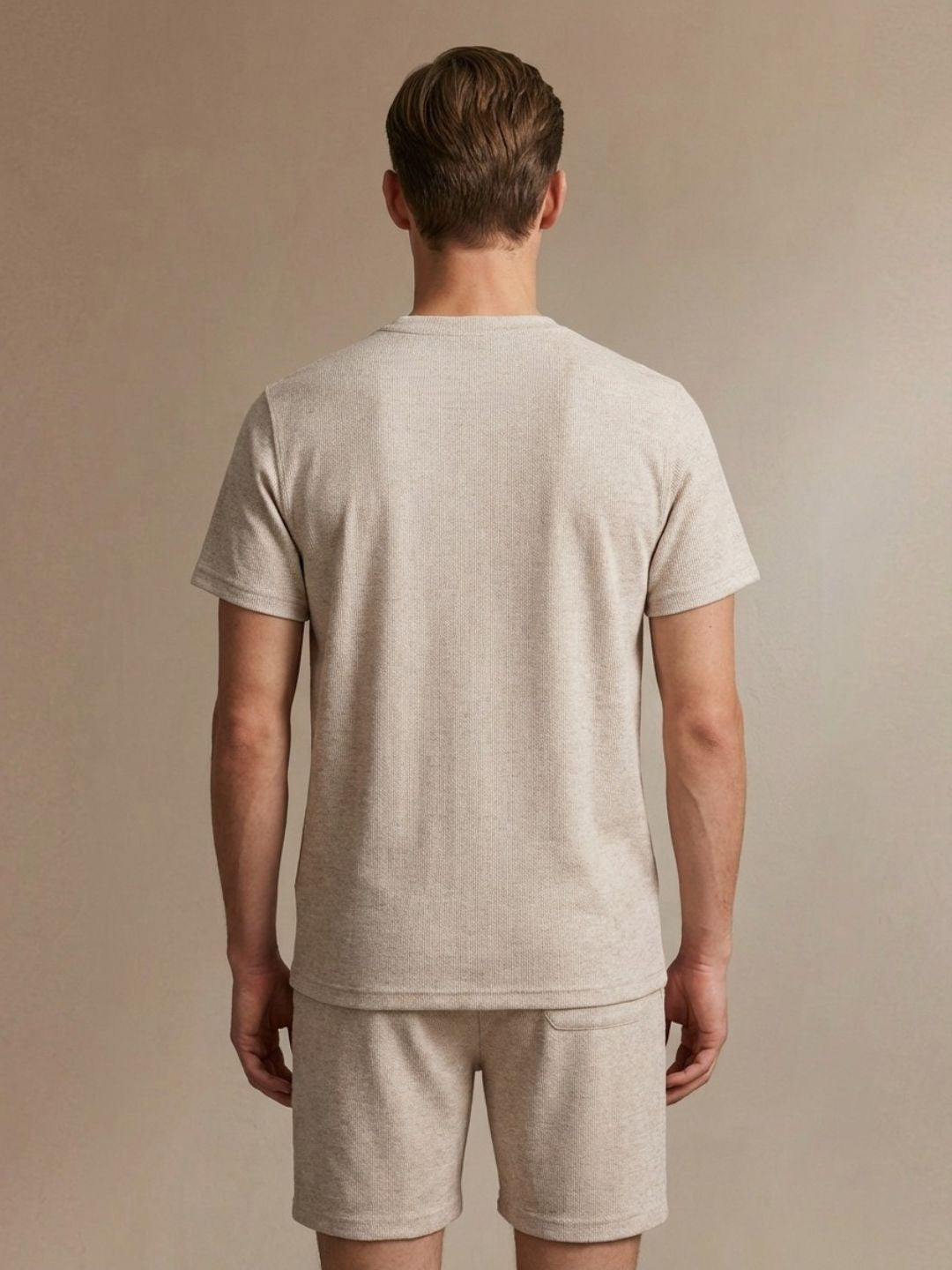 Iconic Men Beige Solid Regular Fit T-Shirt