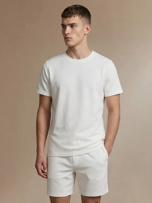 Iconic Men White Textured T-Shirt