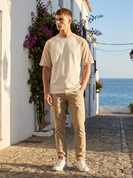 Iconic White Colorblocked Men Oversized T Shirt