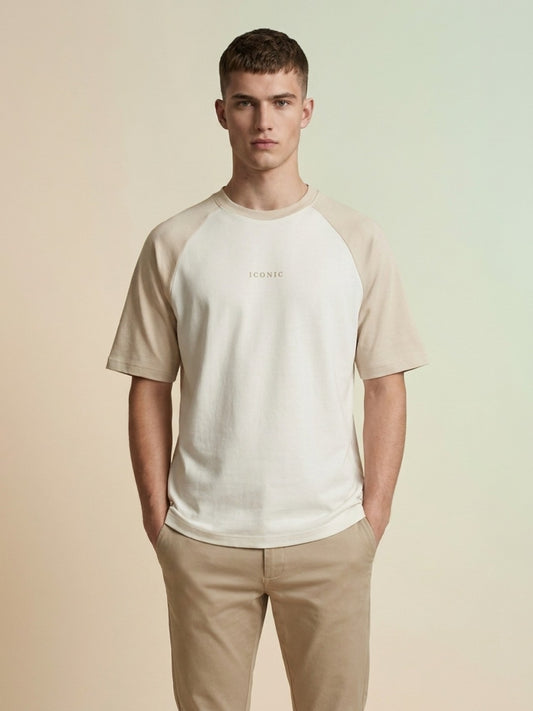 Iconic White Colorblocked Men Oversized T Shirt