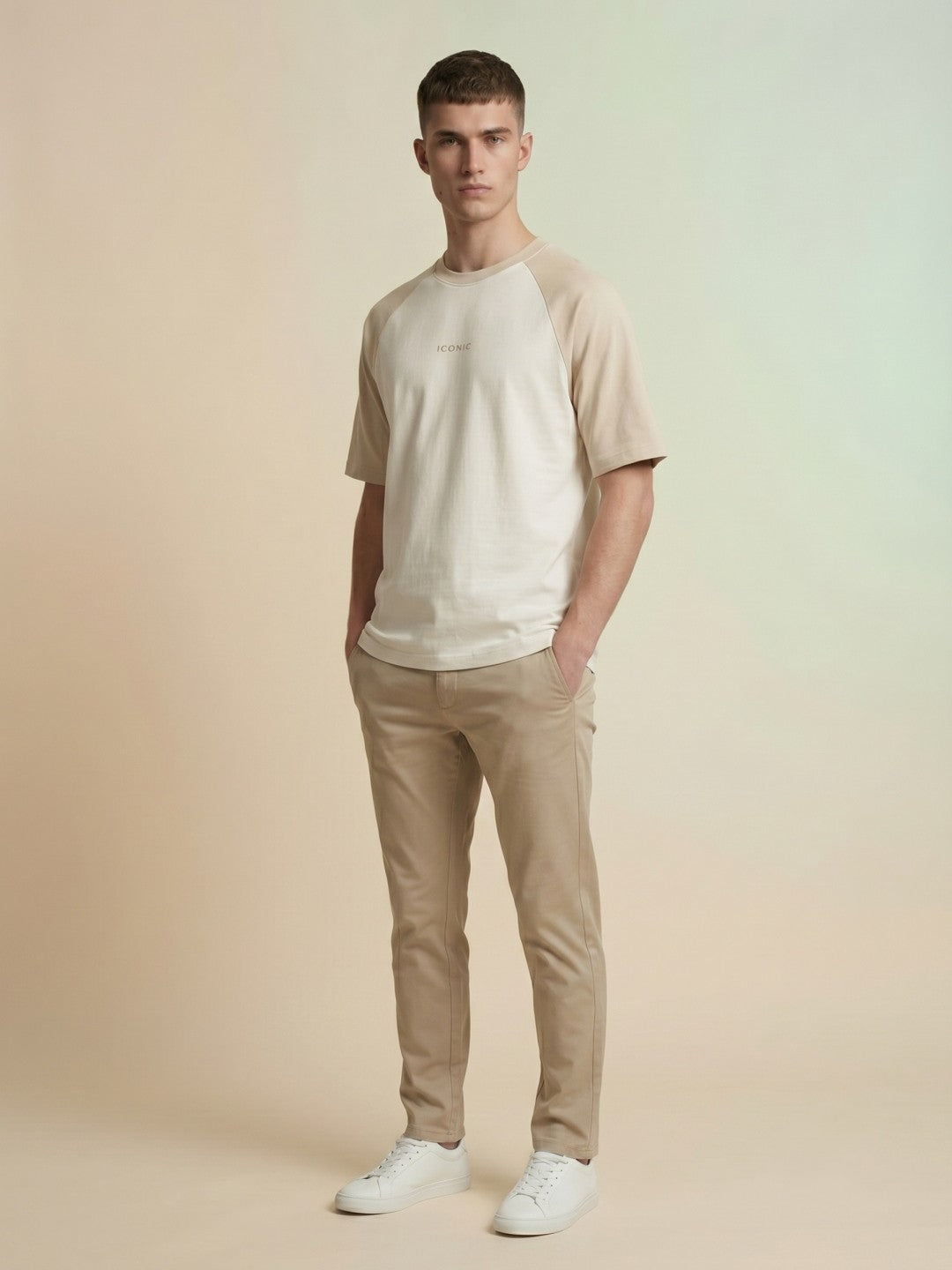 Iconic White Colorblocked Men Oversized T Shirt