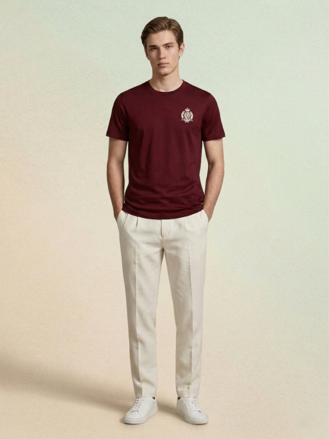 Iconic Men Cotton Maroon Solid T-Shirt