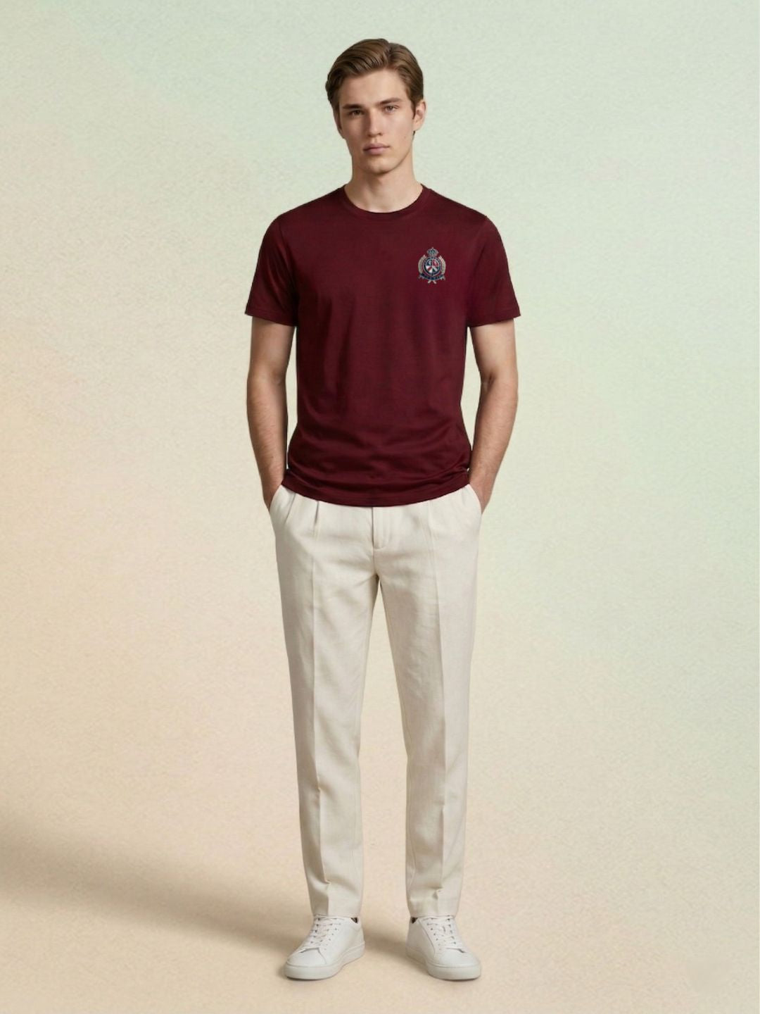 Iconic Men Maroon Solid Regular Fit Pure Cotton T-Shirt