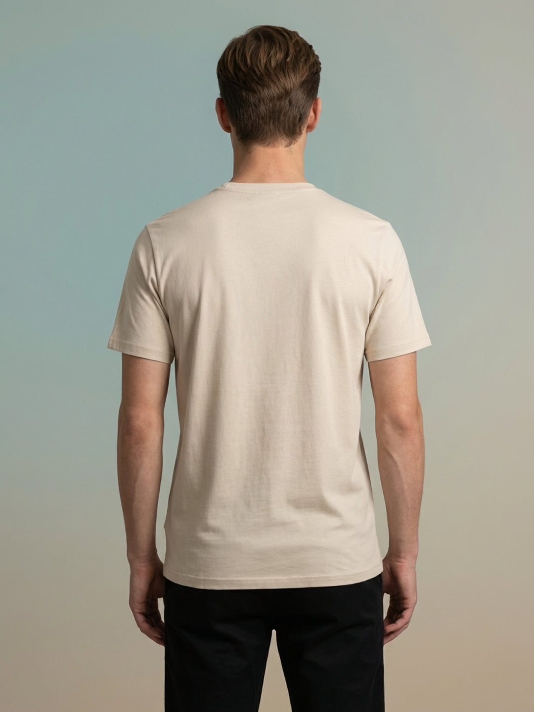 Iconic Men Cotton Beige Solid T-Shirt
