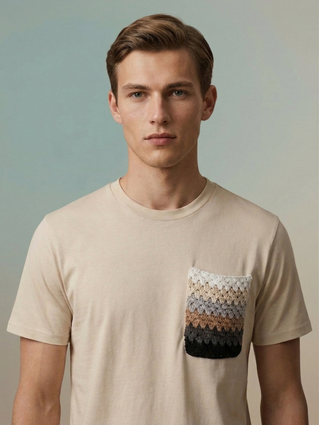 Iconic Men Cotton Beige Solid T-Shirt