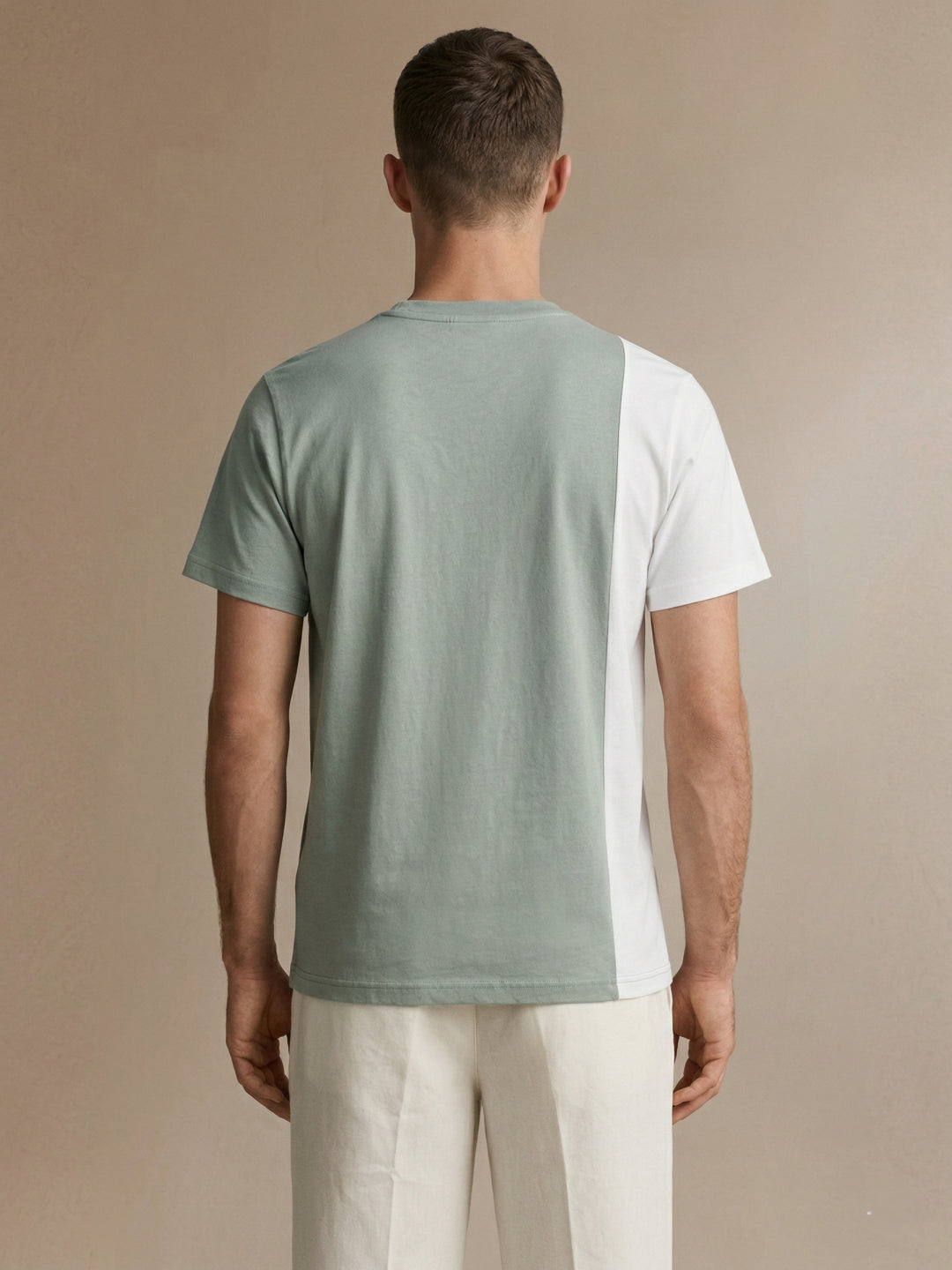 Iconic Men Green Colorblock Regular Fit Pure Cotton T-Shirt