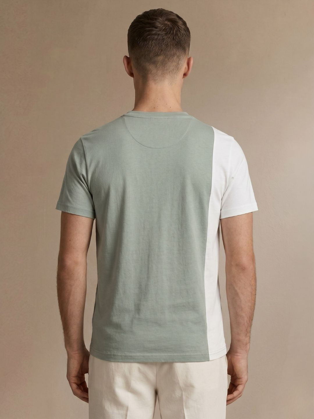 Iconic Men Green Colorblock Regular Fit Pure Cotton T-Shirt