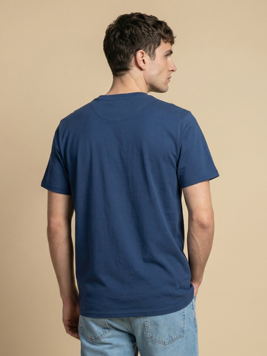 Iconic Men Blue Graphic Print Regular Fit Pure Cotton T-Shirt