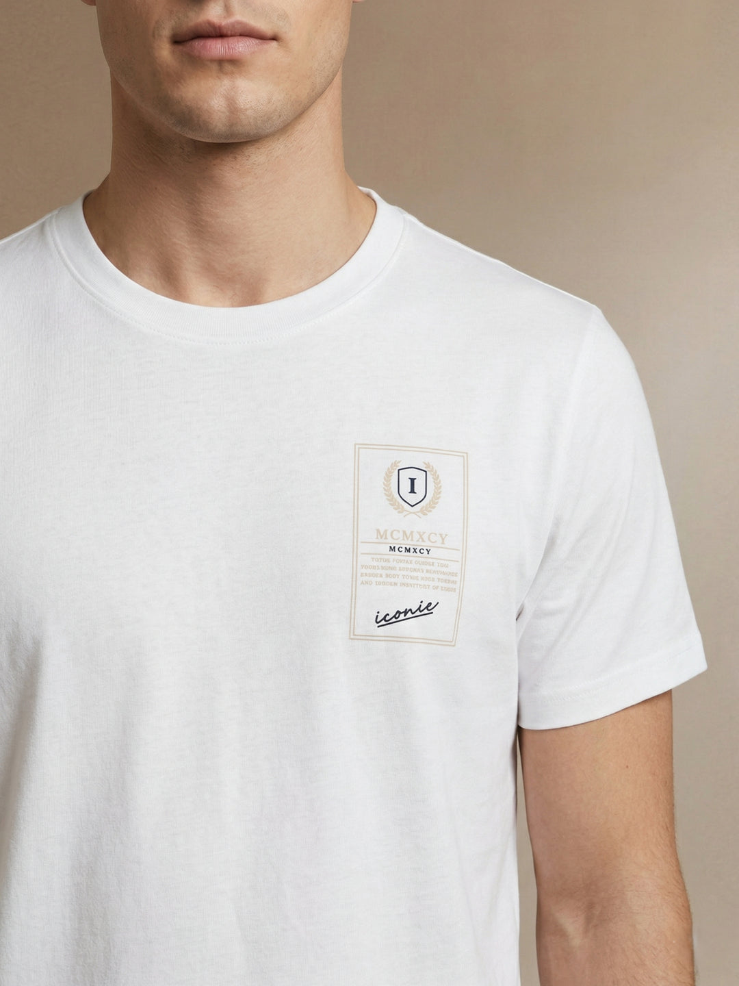 Iconic Men White Cotton Graphic T-Shirt