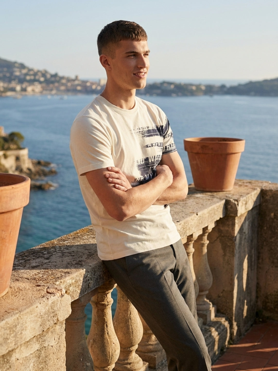 Iconic White Cotton Printed Men Tshirt