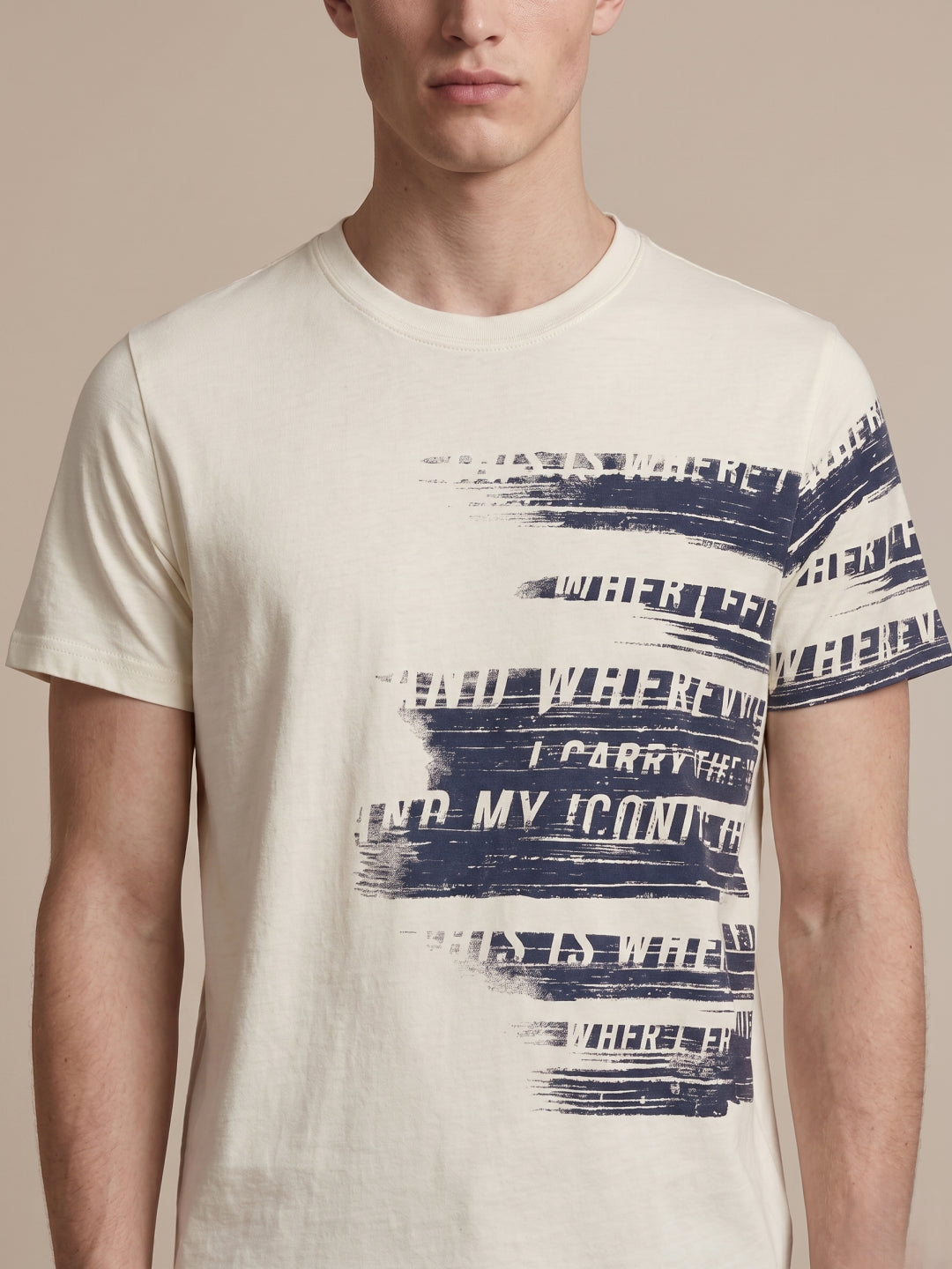 Iconic White Cotton Printed Men Tshirt