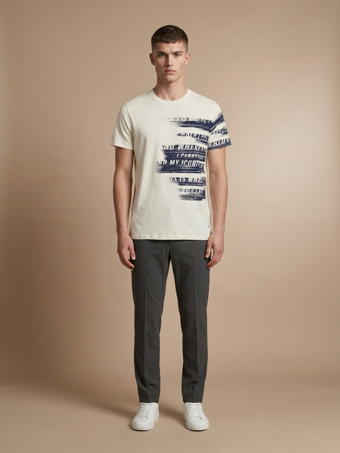 Iconic White Cotton Printed Men Tshirt