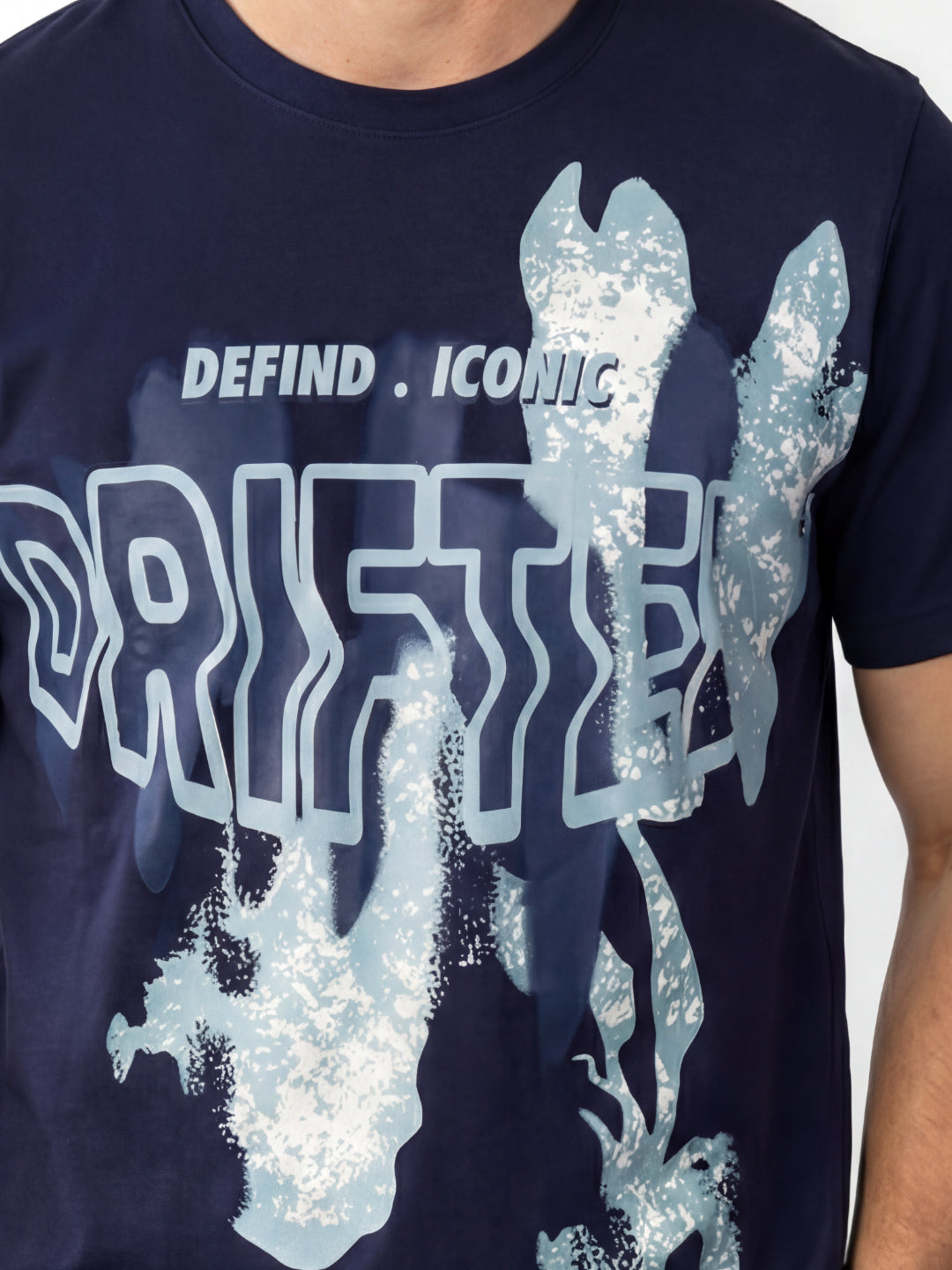 Iconic Men Cotton Navy Blue Graphic T-Shirt