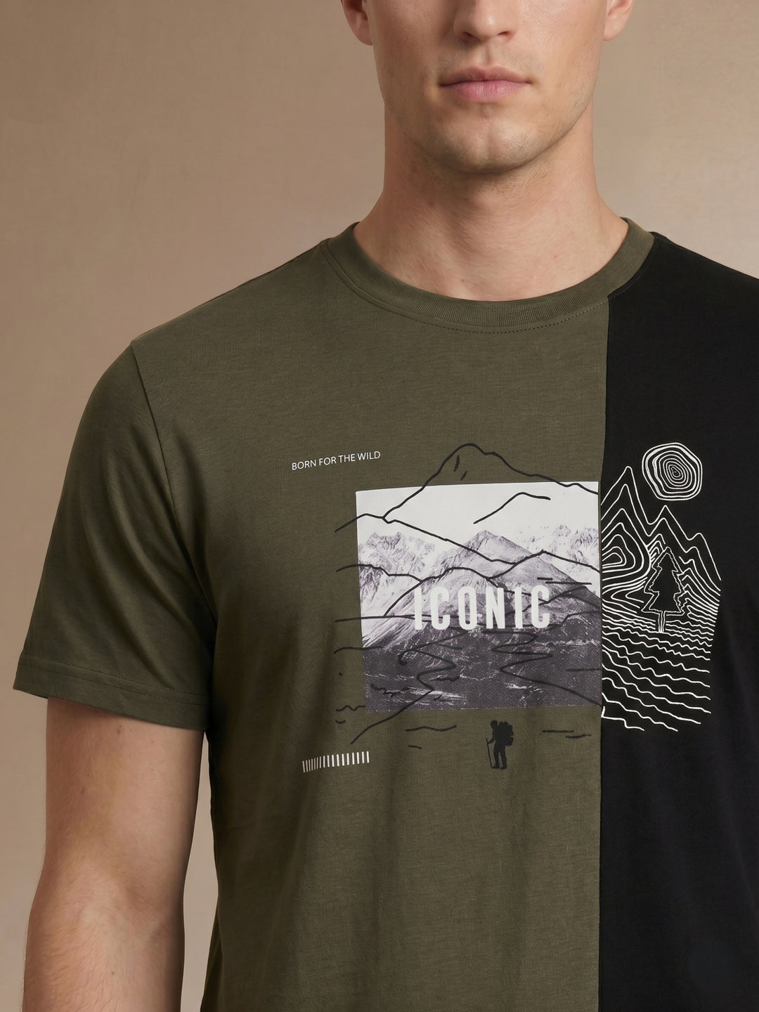Iconic Green Cotton Printed Men Tshirt