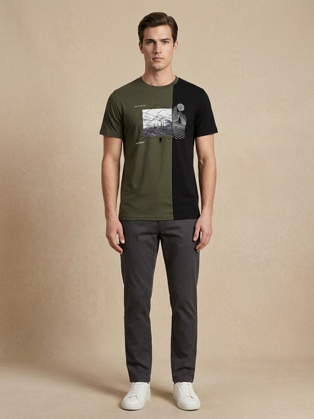 Iconic Green Cotton Printed Men Tshirt