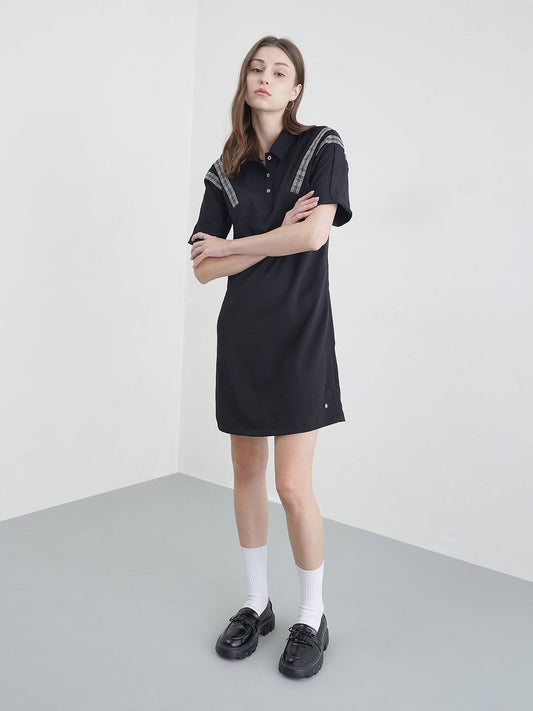 Iconic Women Black Solid Loose Fit Dress