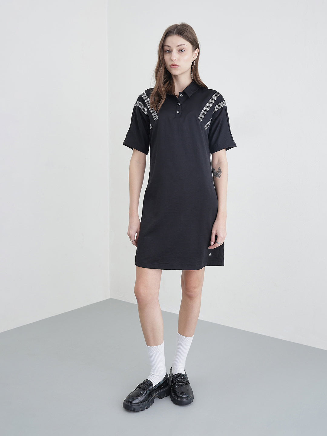 ICONIC Women Black Solid Dress