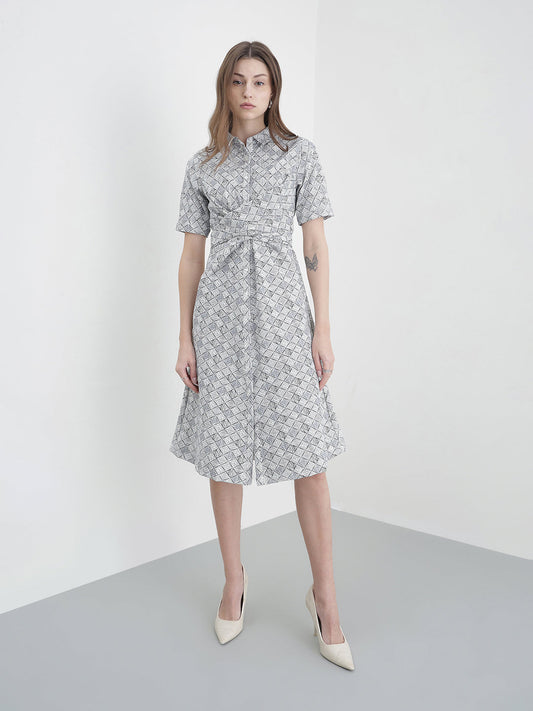 ICONIC Women White Printed Dress